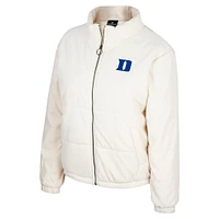 Women's Colosseum Cream Duke Blue Devils So Hot Right Now Quilted Puffer Full-Zip Jacket