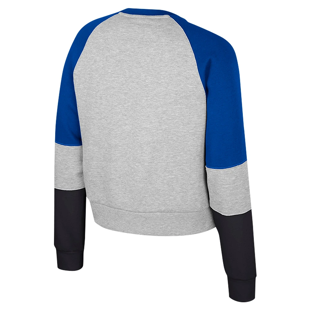 Sweat-shirt à col rond et strass Katinka pour femme Colosseum Heather Gray Duke Blue Devils