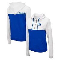 Women's Colosseum White/Royal Duke Blue Devils Aidan Lightweight Half-Zip Hoodie