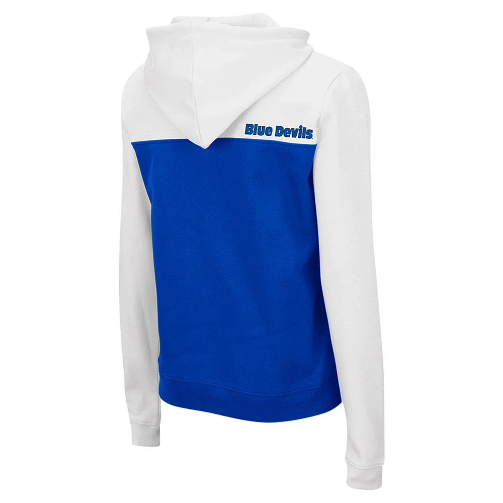 Women's Colosseum White/Royal Duke Blue Devils Aidan Lightweight Half-Zip Hoodie