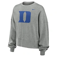Women's Nike Heather Gray Duke Blue Devils Oversized Essential Pullover Sweatshirt