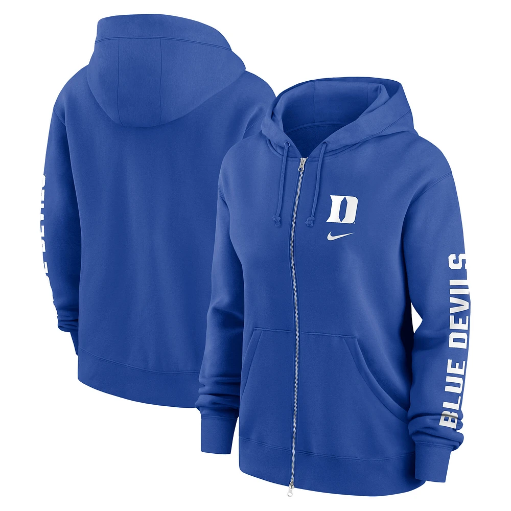 Women's Nike  Royal Duke Blue Devils Oversize Lockup Phoenix Full-Zip Hoodie Jacket