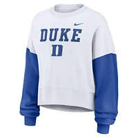 Sweat-shirt court surdimensionné à blocs de couleurs Nike pour femme Duke Blue Devils blanc