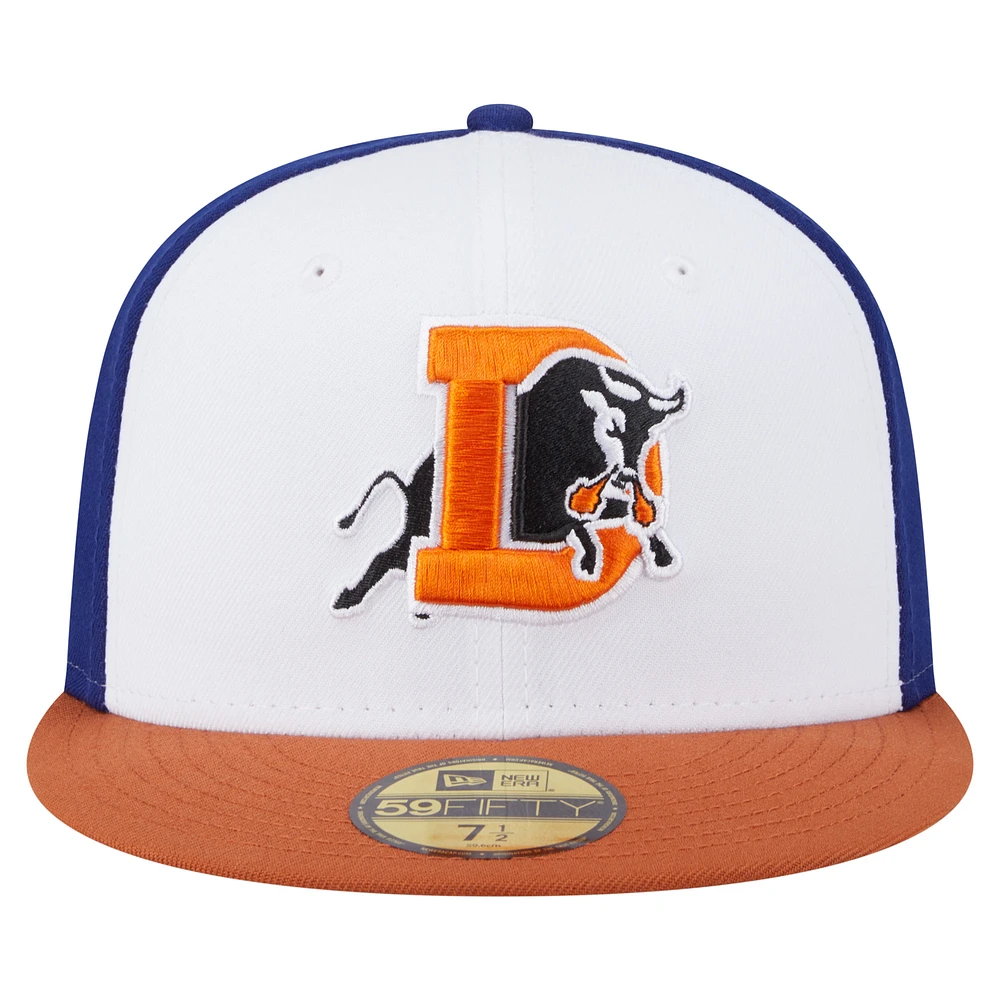 Casquette ajustée 59FIFTY pour homme New Era blanche/orange Durham Bulls Authentic Collection