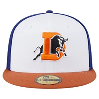 Casquette ajustée 59FIFTY pour homme New Era blanche/orange Durham Bulls Authentic Collection