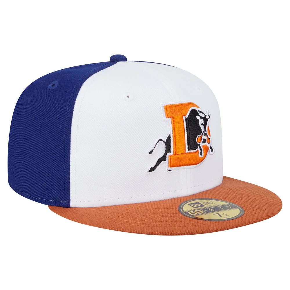 Casquette ajustée 59FIFTY pour homme New Era blanche/orange Durham Bulls Authentic Collection