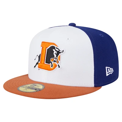 Casquette ajustée 59FIFTY pour homme New Era blanche/orange Durham Bulls Authentic Collection