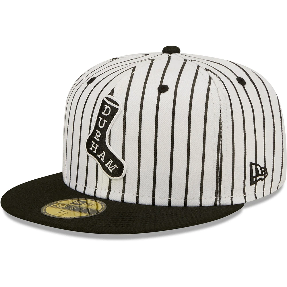 Men's New Era White/Black Durham Bulls Black Sox Theme Night 59FIFTY Fitted Hat