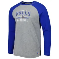 Men's Royal/Heathered Gray Durham Bulls Long Sleeve Baseball T-Shirt