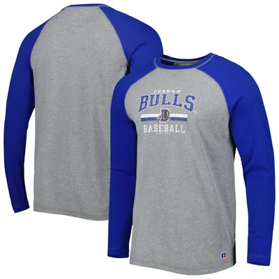 T-shirt de baseball à manches longues Royal/Heathered Grey Durham Bulls pour homme