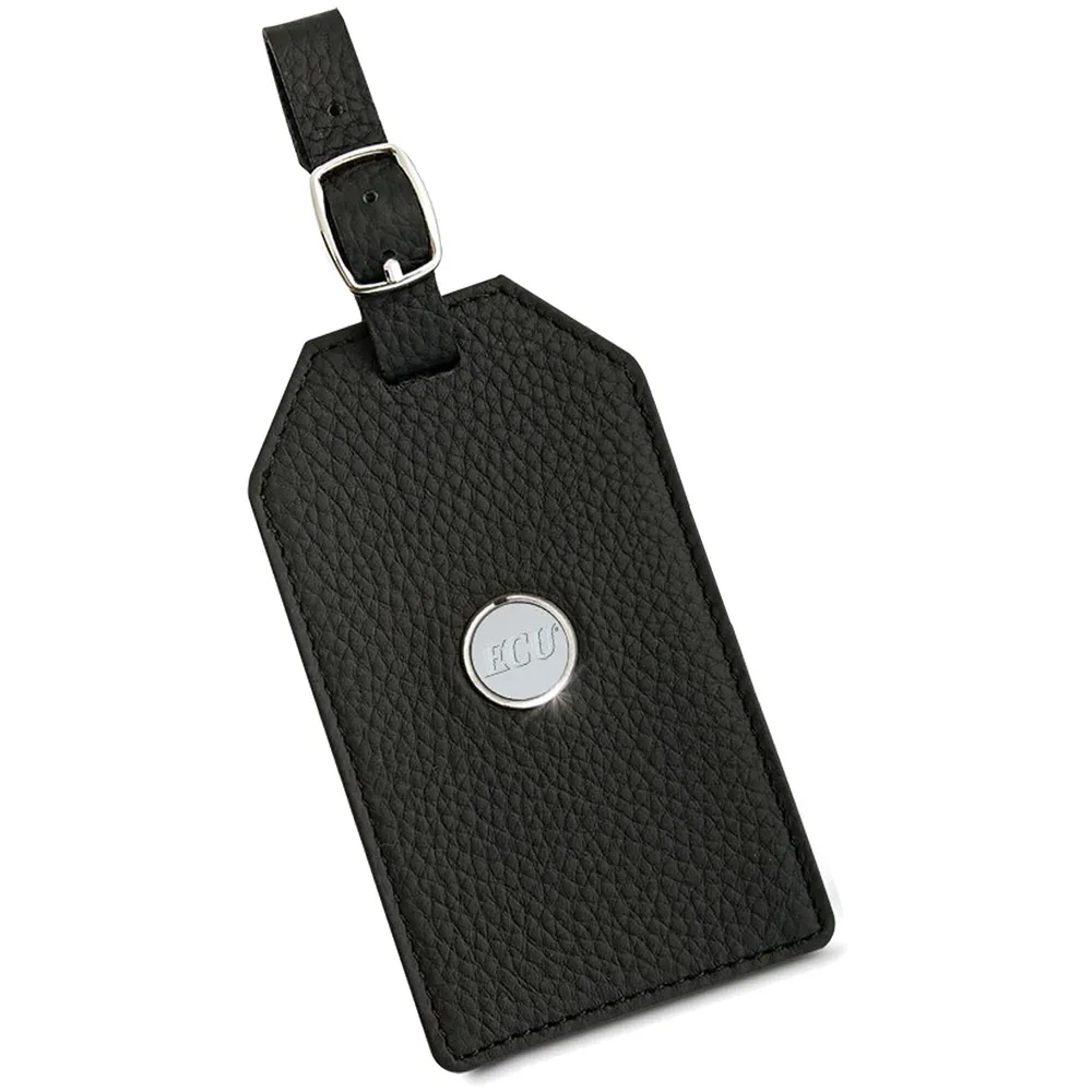 ECU Pirates Leather Luggage Tag - Black