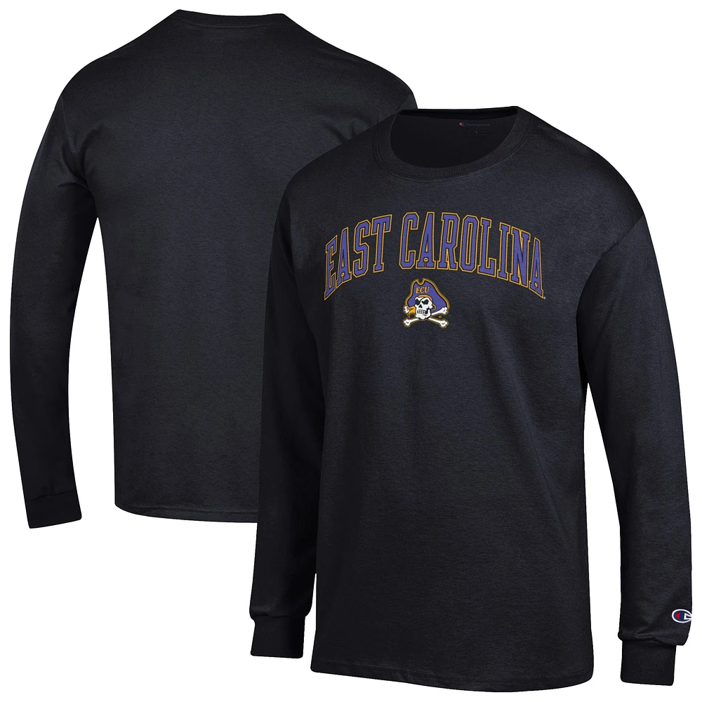 Men's Champion  Black ECU Pirates Arch Over Logo Long Sleeve T-Shirt