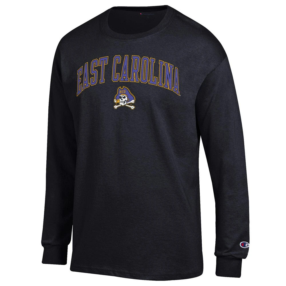 Men's Champion  Black ECU Pirates Arch Over Logo Long Sleeve T-Shirt