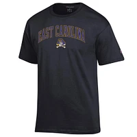 T-shirt noir Champion pour homme avec logo ECU Pirates Arch Over
