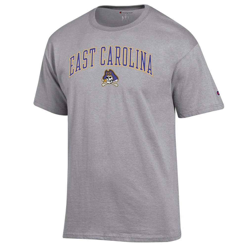 Men's Champion  Heather Gray ECU Pirates Arch Over Logo T-Shirt