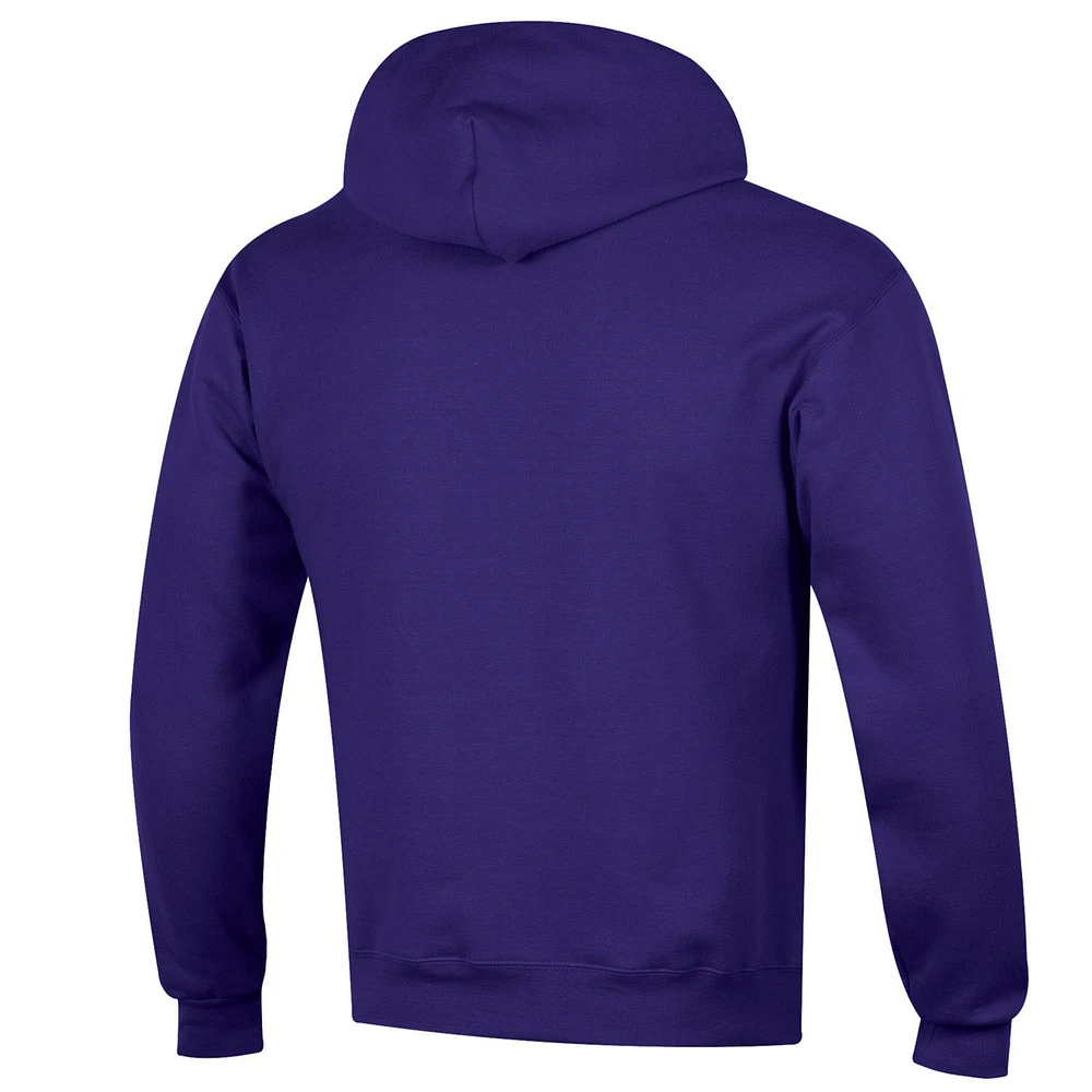 Men's Champion  Purple ECU Pirates Arch Over Logo Pullover Hoodie