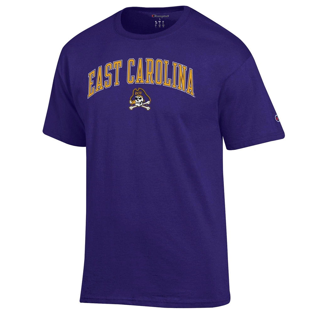 T-shirt violet Champion pour homme avec logo Arch Over des Pirates de l'ECU