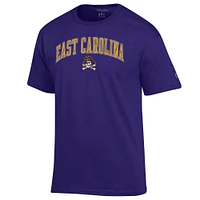 T-shirt violet Champion pour homme avec logo Arch Over des Pirates de l'ECU