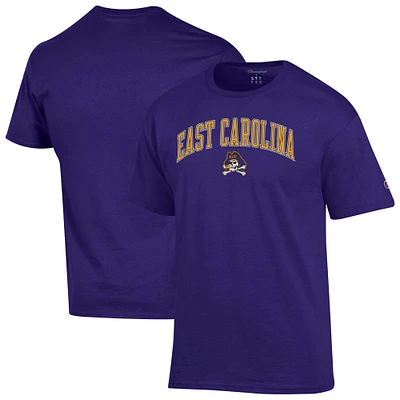 T-shirt violet Champion pour homme avec logo Arch Over des Pirates de l'ECU