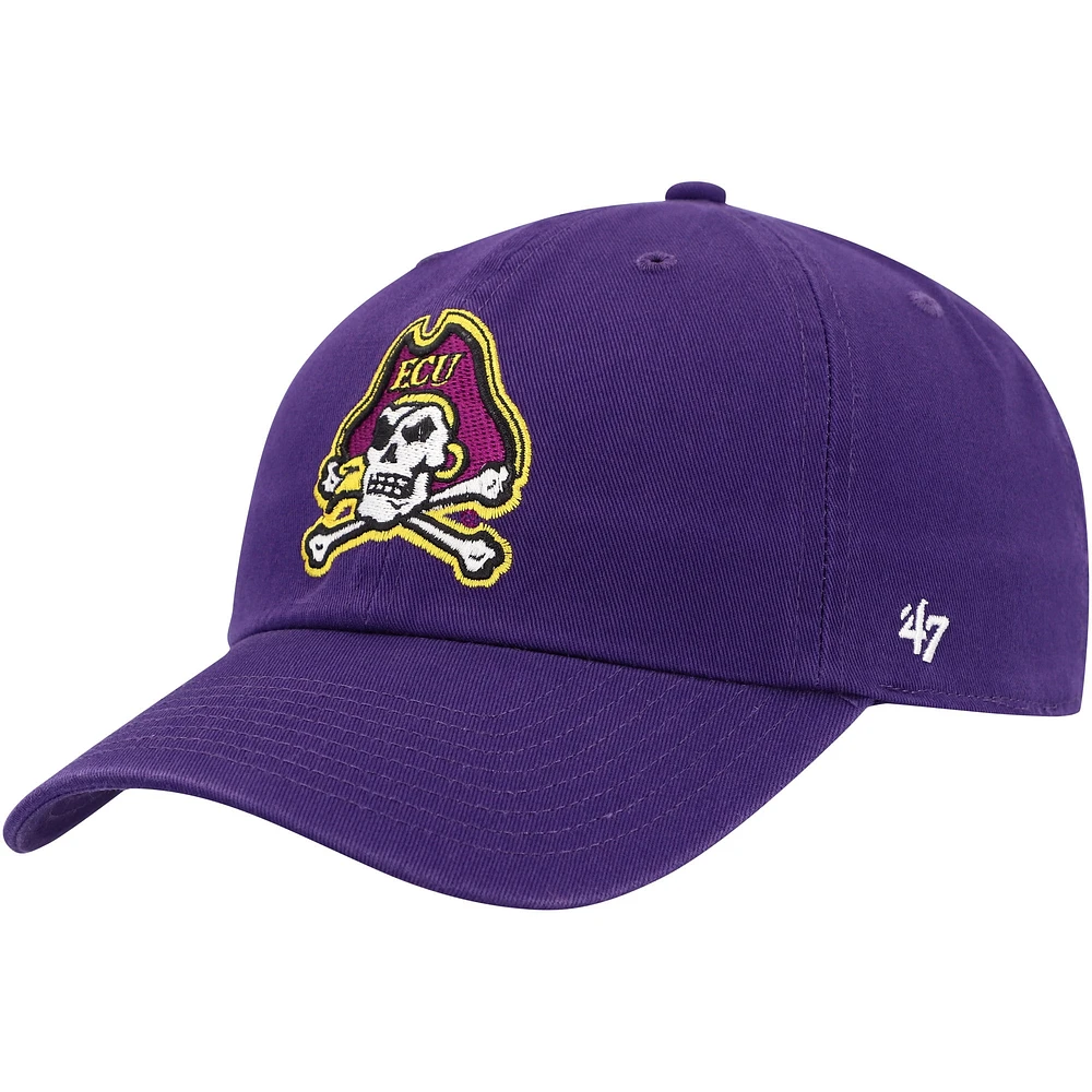 Men's '47 Purple ECU Pirates Clean Up Adjustable Hat