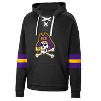 Men's Colosseum Black ECU Pirates Lace-Up 4.0 Pullover Hoodie