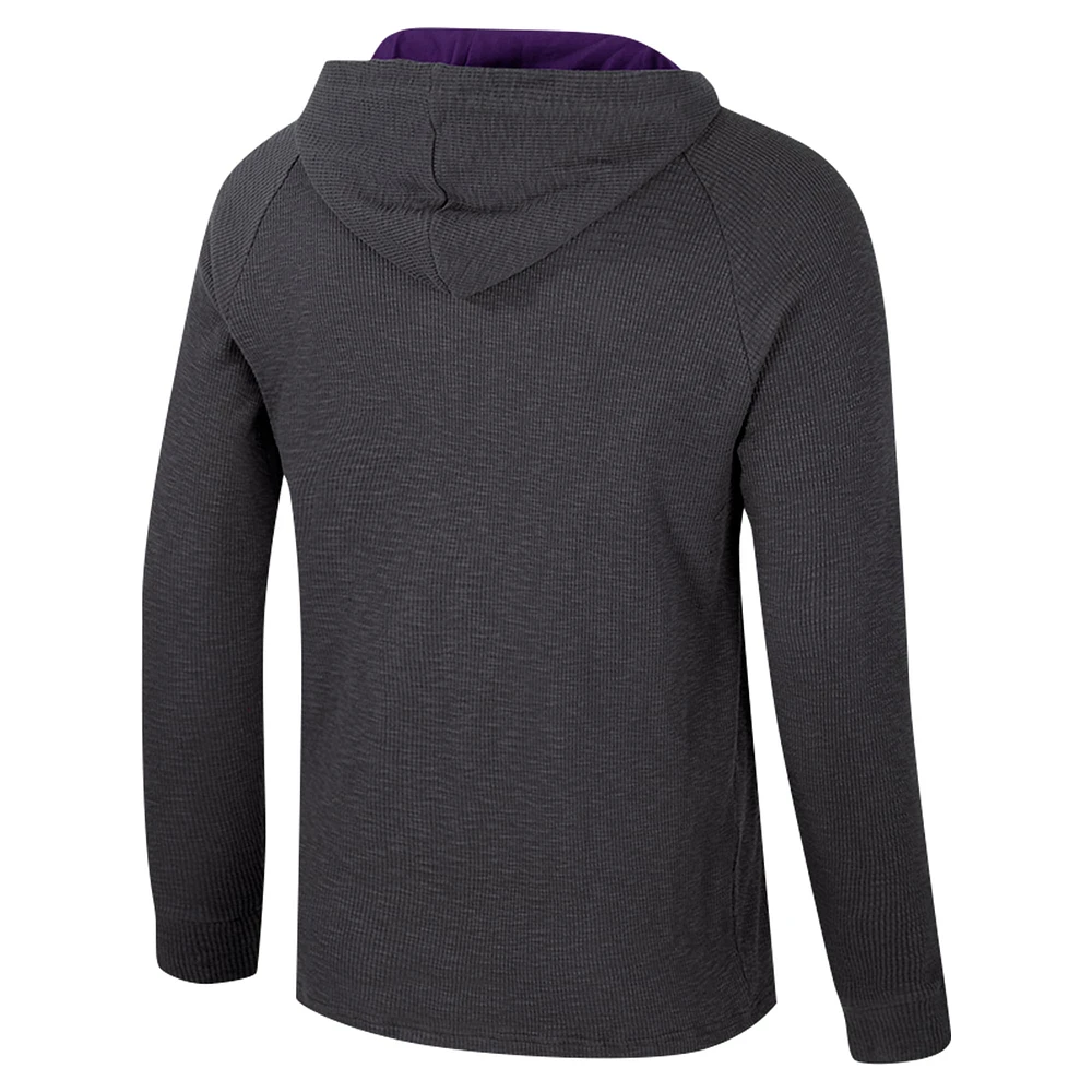 Men's Colosseum  Charcoal ECU Pirates Dujour Ralgan Long Sleeve Henley Hoodie T-Shirt