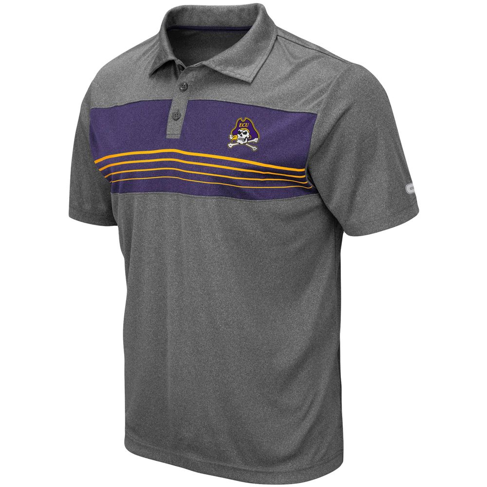 Men's Colosseum Heathered Charcoal ECU Pirates Smithers Polo