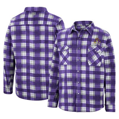 Men's Colosseum Purple/White ECU Pirates Ellis Plaid Full-Snap Shirt Jacket