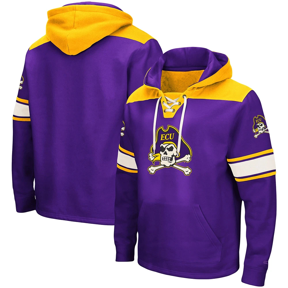 Men's Colosseum Purple ECU Pirates 2.0 Lace-Up Pullover Hoodie