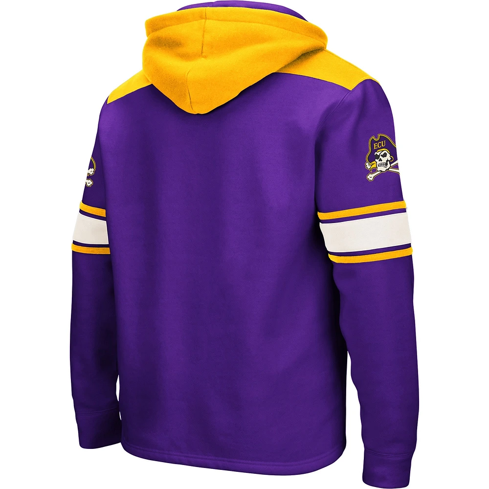 Men's Colosseum Purple ECU Pirates 2.0 Lace-Up Pullover Hoodie