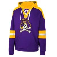 Men's Colosseum Purple ECU Pirates Lace-Up 4.0 Pullover Hoodie