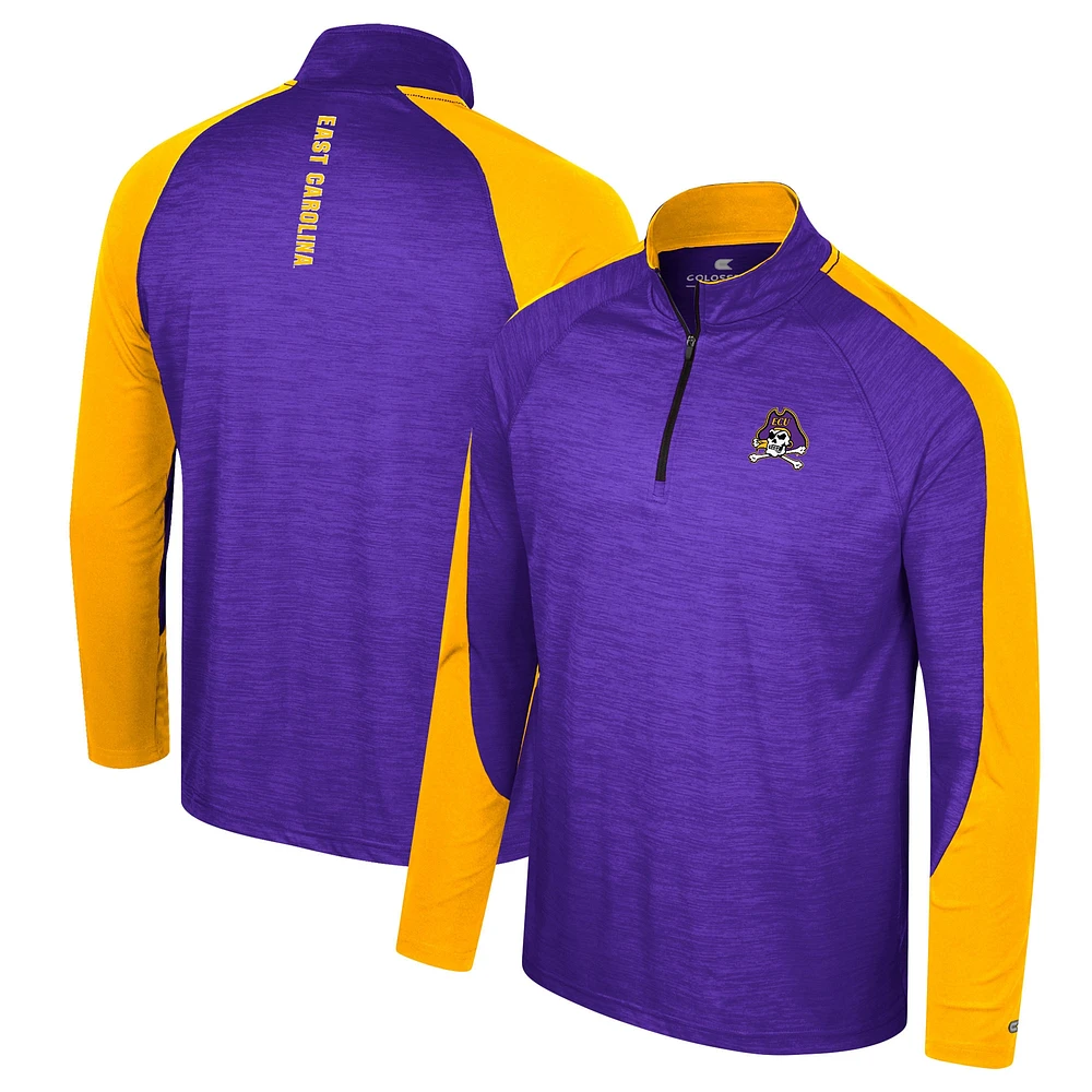 Men's Colosseum Purple ECU Pirates Langmore Raglan Quarter-Zip Top