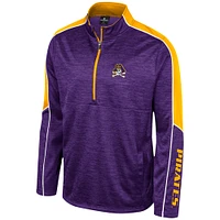 Men's Colosseum Purple ECU Pirates Marled Half-Zip Jacket