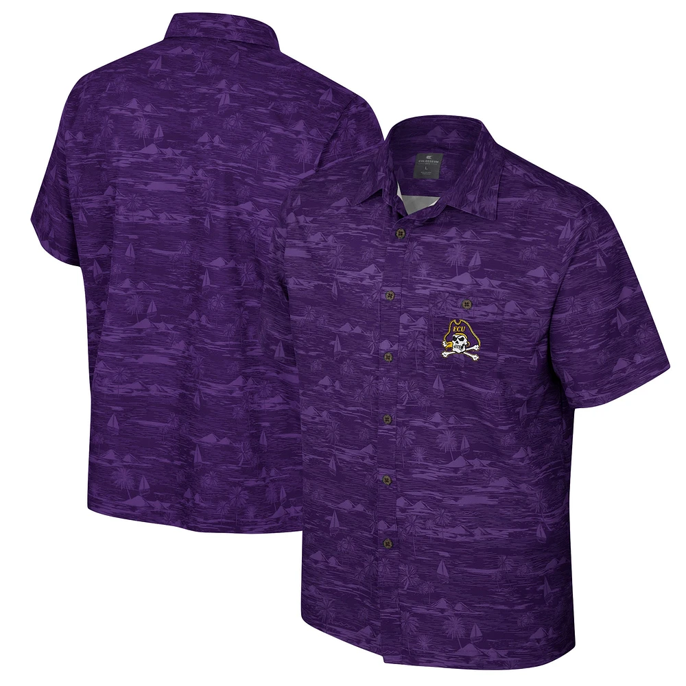 Men's Colosseum Purple ECU Pirates Ozark Button-Up Shirt