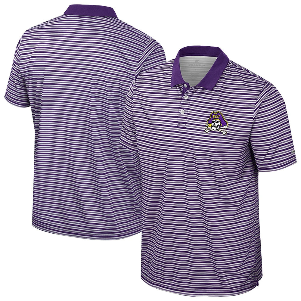 Men's Colosseum Purple ECU Pirates Striped Polo