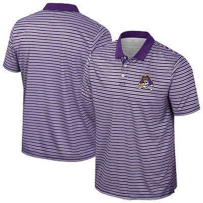 Men's Colosseum Purple ECU Pirates Striped Polo