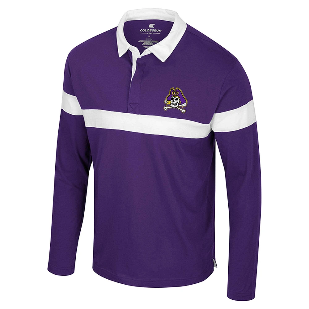 Men's Colosseum  Purple ECU Pirates Too Cool For School Long Sleeve Polo