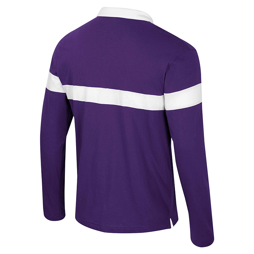 Men's Colosseum  Purple ECU Pirates Too Cool For School Long Sleeve Polo