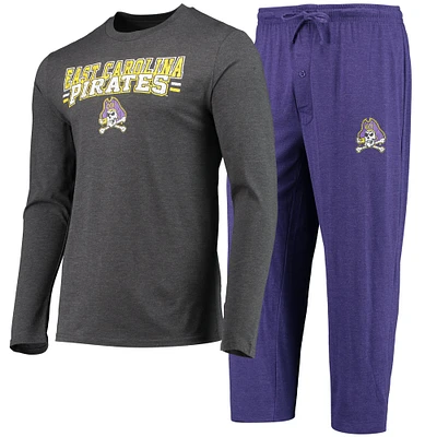 Concepts Sport pour homme violet/anthracite chiné ECU Pirates Meter T-shirt à manches longues et pantalon Ensemble de nuit