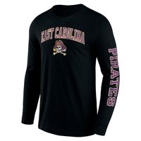 Men's Fanatics Branded Black ECU Pirates Distressed Arch Over Logo Long Sleeve T-Shirt