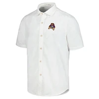 Chemise boutonnée Tommy Bahama White ECU Pirates Coconut Point Palm Vista IslandZone Camp pour hommes