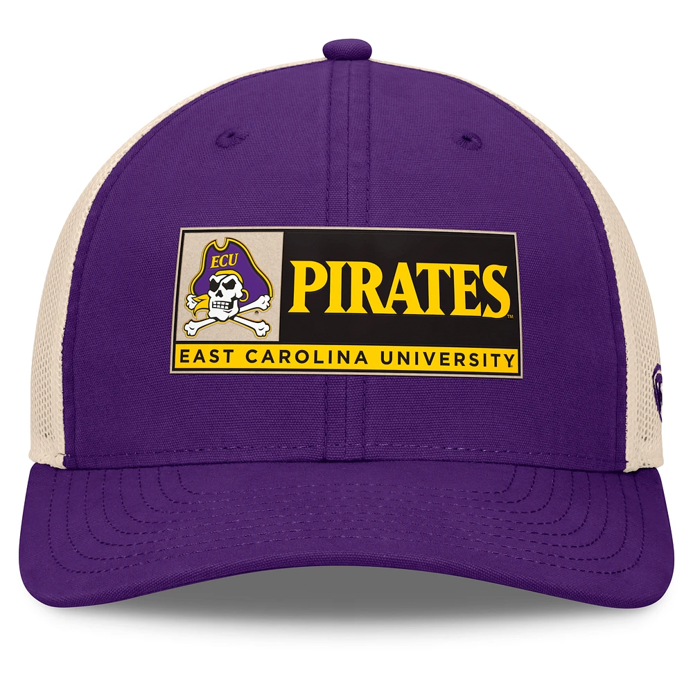 Men's Top of the World Purple/Natural ECU Pirates Bennett Trucker Adjustable Hat