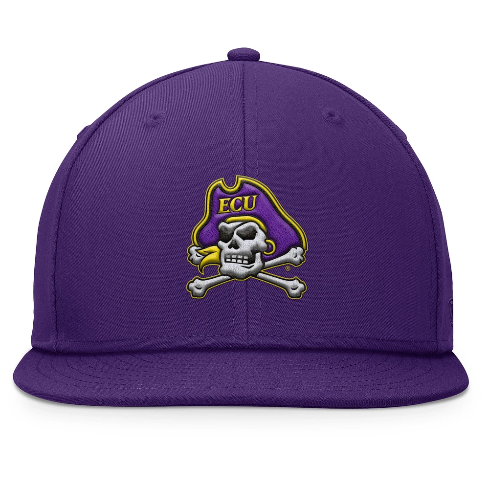 Men's Top of the World Purple ECU Pirates Fundamental Snapback Hat