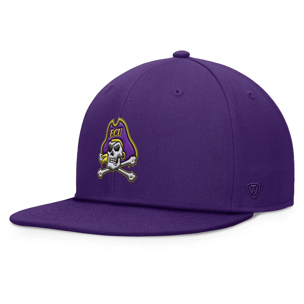 Men's Top of the World Purple ECU Pirates Fundamental Snapback Hat