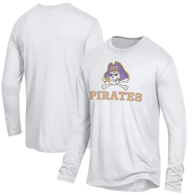 Youth Purple ECU Pirates Team Logo Dripping Helmet T-Shirt
