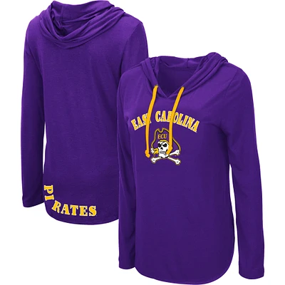 Women's Colosseum Purple ECU Pirates My Lover Lightweight Hooded Long Sleeve T-Shirt