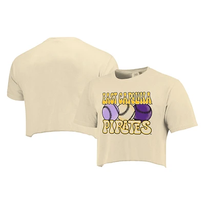 Women's Natural ECU Pirates Comfort Colors Baseball Cropped T-Shirt