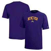 Youth Champion Purple ECU Pirates Arch Over Logo T-Shirt