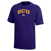 Youth Champion Purple ECU Pirates Arch Over Logo T-Shirt