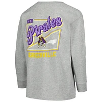 Youth Gray ECU Pirates Retro Script Long Sleeve T-Shirt